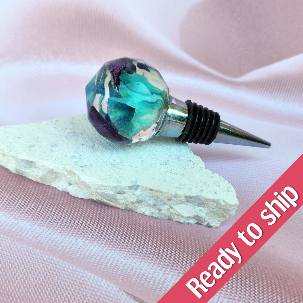 Blue Orchid Wine Stopper
