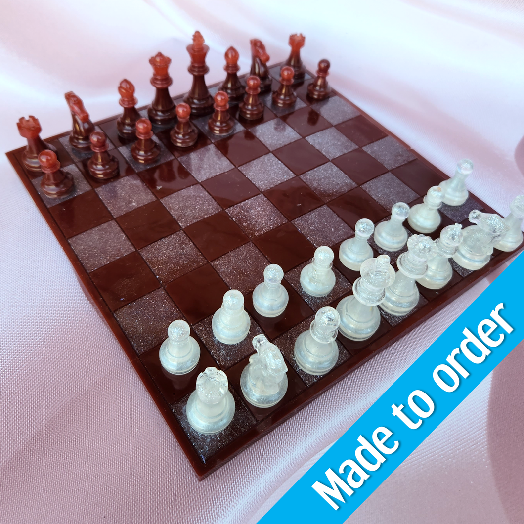Maroon and White Chess Set