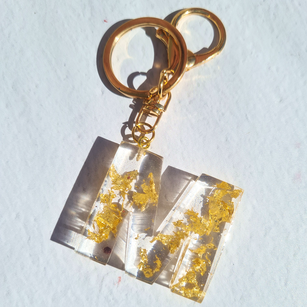 Gold Leaf Letter Keychain