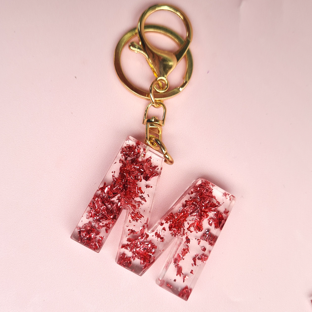 Rose Pink Foil Letter Keychain