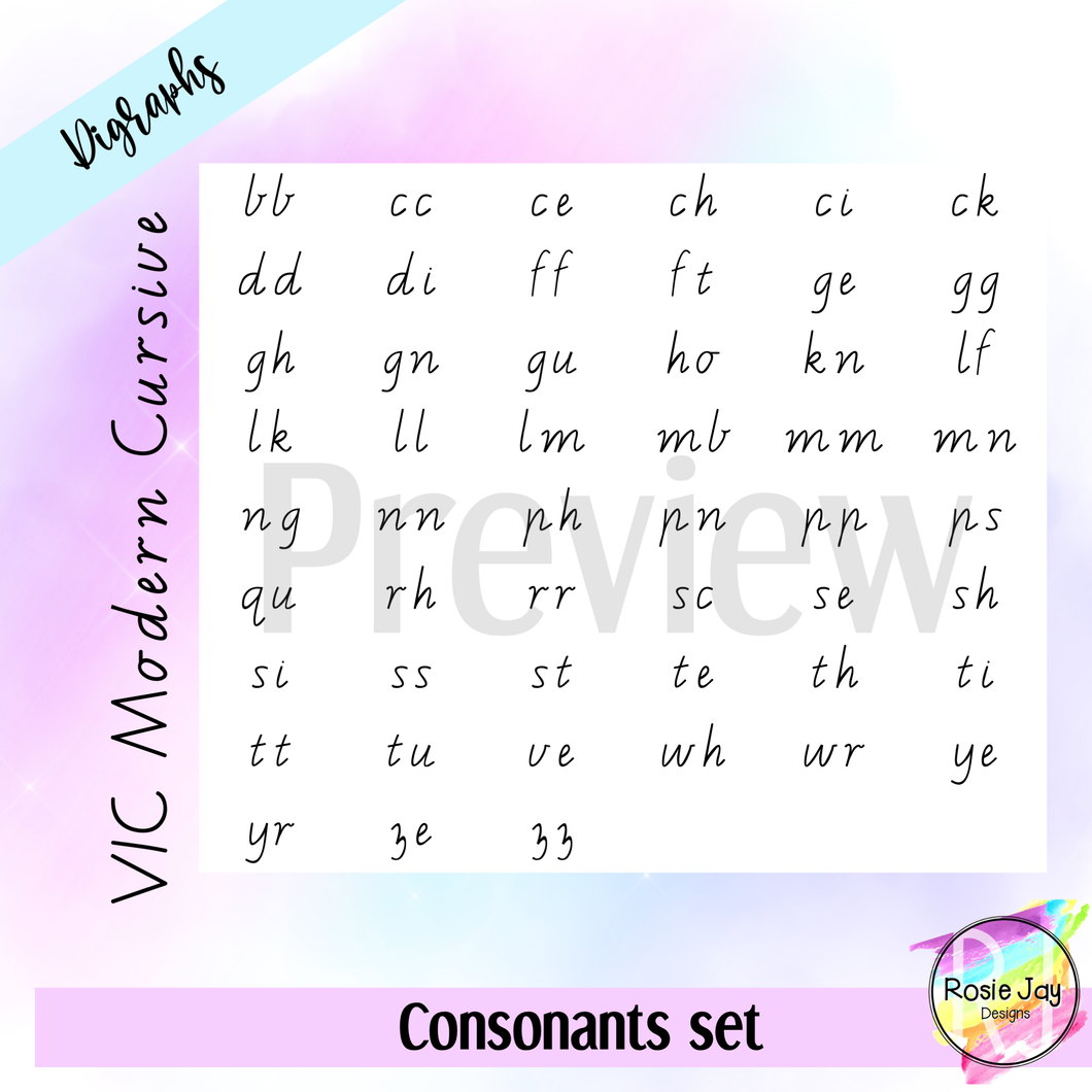 VIC Modern Cursive Consonants Digraph Set + FREE GIFT